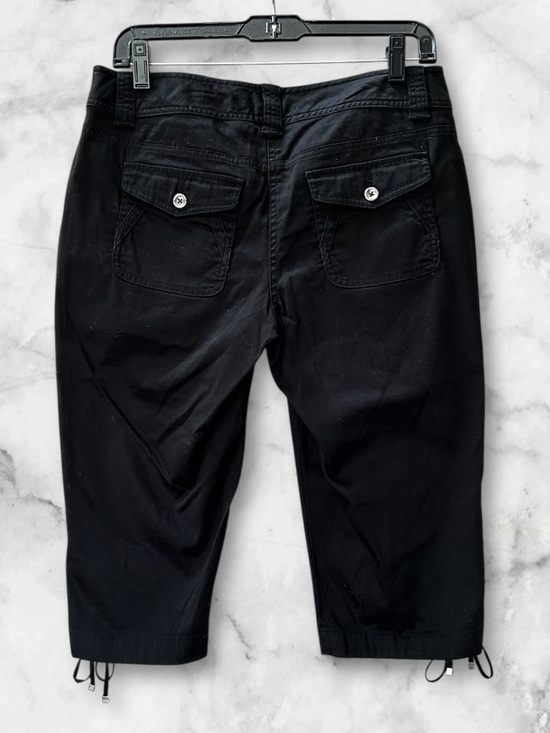 White House Black Market Capri Pants Bermuda Shorts Lace Up Side Ties Black Sz 6 - Picture 4 of 11
